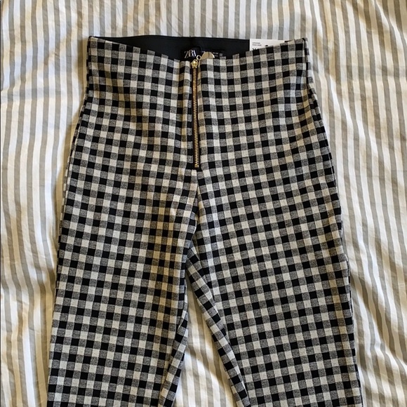 NWT Zara Gingham Pants - Picture 1 of 3